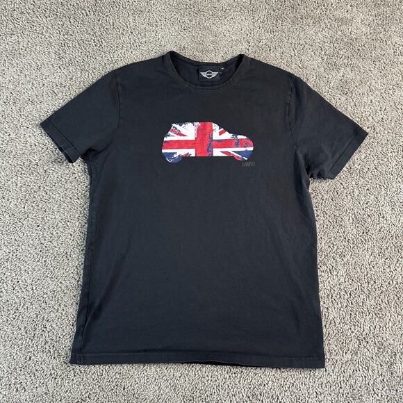 Mini Cooper Shirt Mens Medium Black Blue Union Jack Logo Short Sleeve READ - Picture 2 of 13